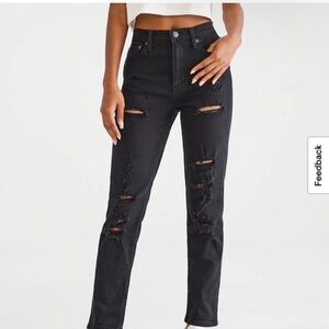 Aeropostale High-Rise Black Distressed Mom Jeans
